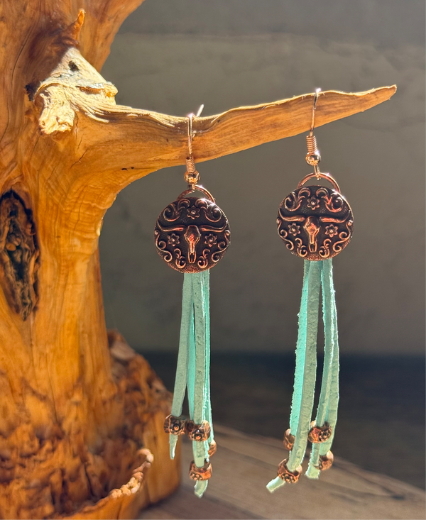 Longhorn suede dangle earrings