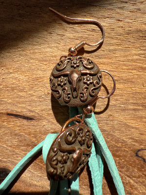 Longhorn suede dangle earrings